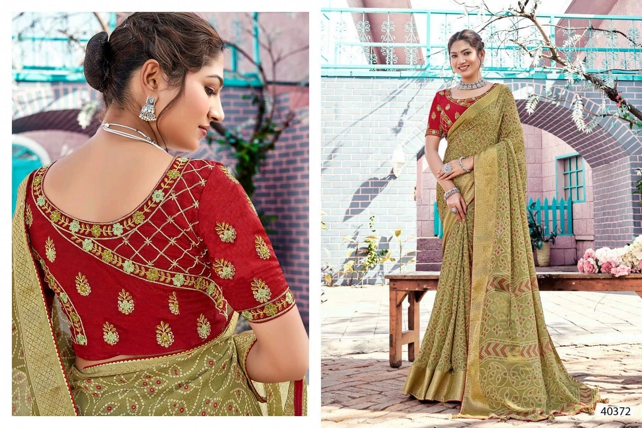 5D Designer Prisha Moss Georgette Wholesale Fancy Sarees Catalog — Wholesale Sarees, MPA wholesale from Surat — view 5